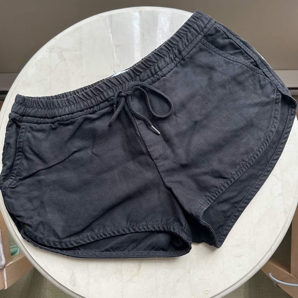 Community Black Linen Blend Drawstring Shorts